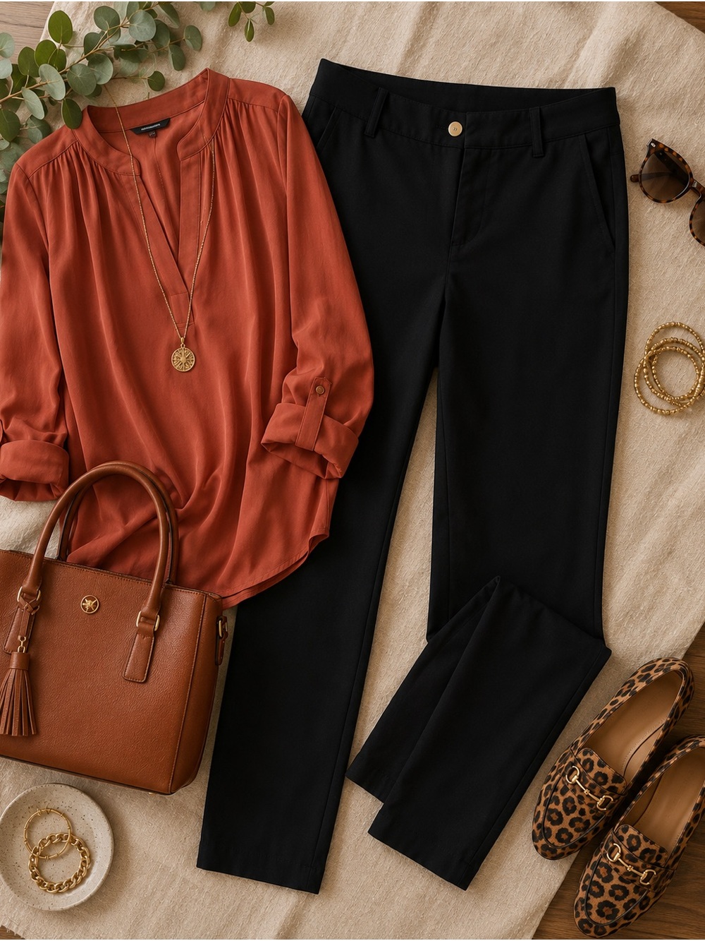 Draper James Black Straight-Leg Pants